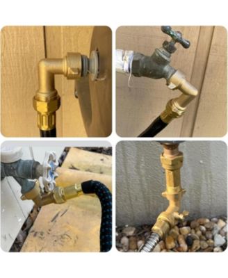 Garden Hose Elbow with Shut Off Valve Brass Connector 2-Pack