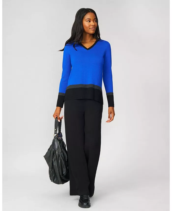 Women's Colorblock V-Neck Rib Tunic Sweater - thumbnail 7