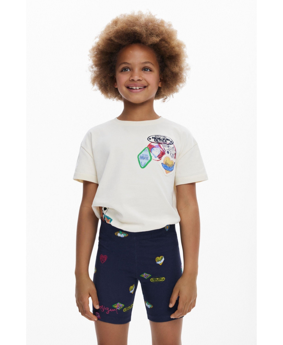 Desigual Girls's Collage Cycling Leggings In Blue