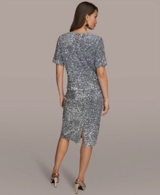 Women's Embellished Sequin Short Sleeve Crewneck Top