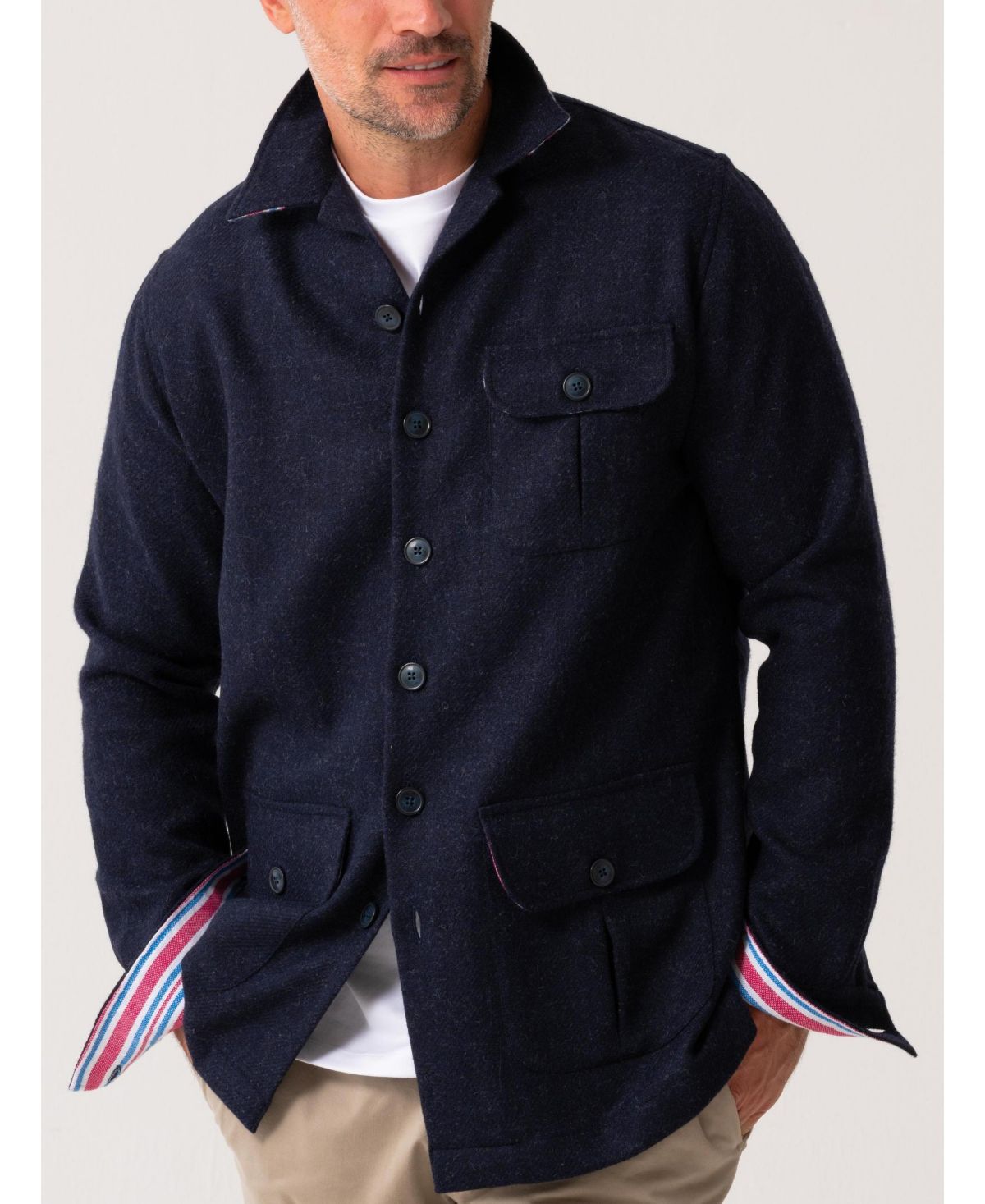 Мужская шерстяная рубашка-пиджак с длинным рукавом