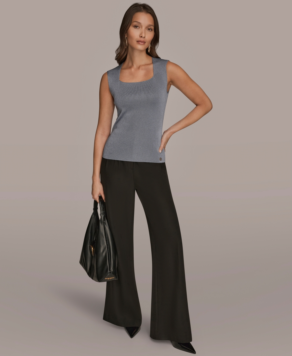 Donna Karan Women's Sleeveless Square Neck Sweater In Gray