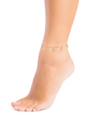 Cubic Zirconia Princess Station Anklet (1.5 ct. t.w.) in Sterling Silver (also in 14k Gold Over Sterling Silver)
