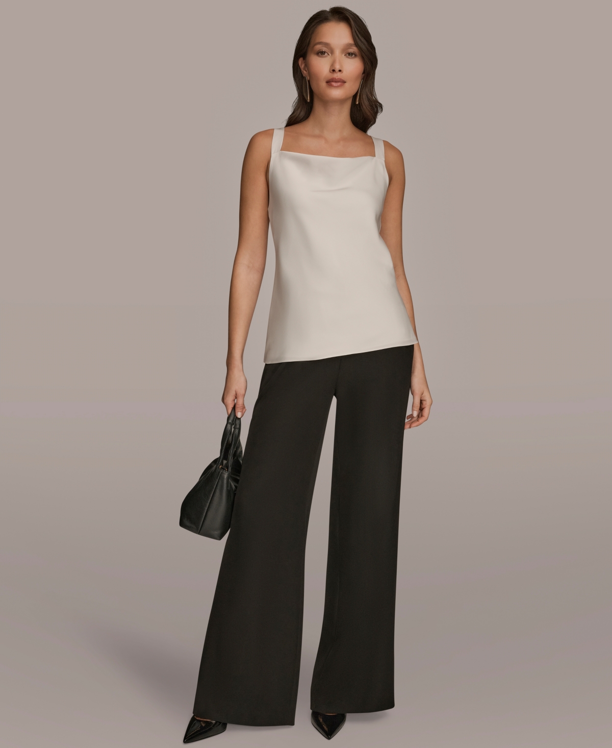 Donna Karan Women's Silk Cowl Neck Sleeveless Camisole Top In Neutral