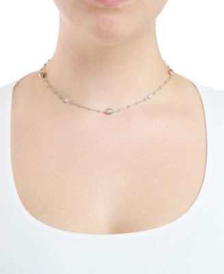 Cubic Zirconia Beaded Necklace (0.40 ct. t.w.) in Sterling Silver