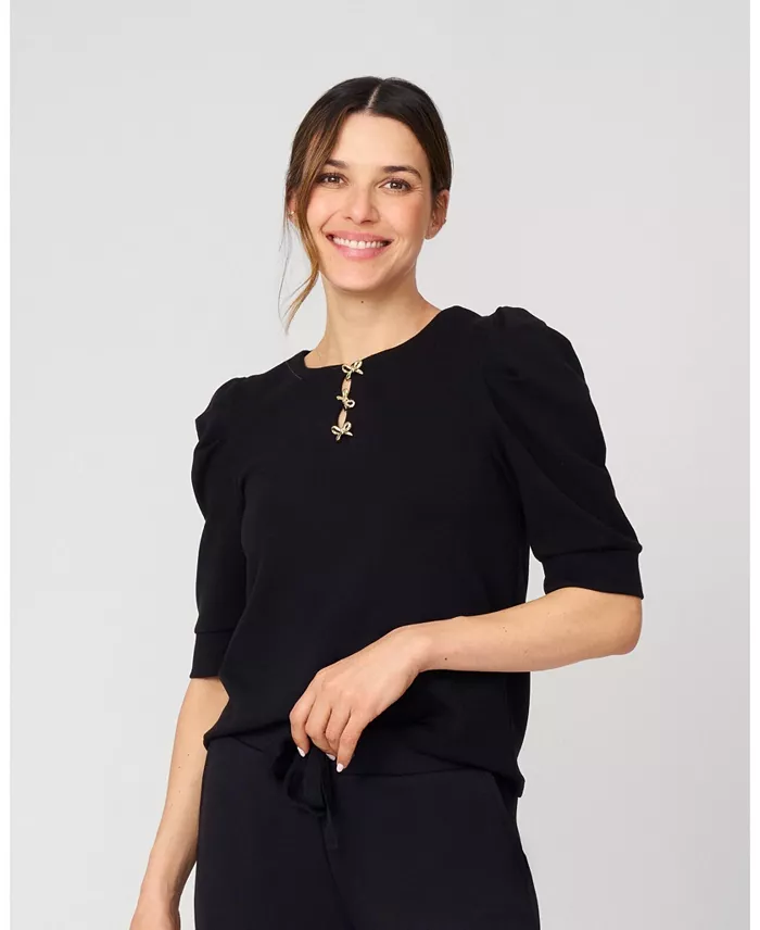 Puff Sleeve Bow Top