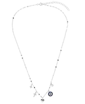 Cubic Zirconia Charm Pendant Necklace (0.31 ct. t.w.) in Sterling Silver (also in 14k Gold Over Sterling Silver)