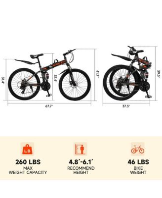 26-Inch 27-Speed Folding Mountain Bike for Adults with Suspension Fork, High-Carbon Steel Frame & Dual Disc Brakes