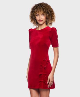 Women's Short Sleeve Velvet Dress