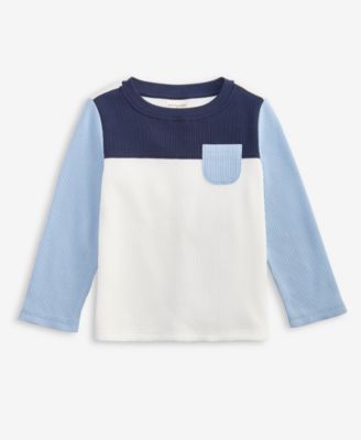 First Impressions - Baby Boys Long-Sleeve Waffle Colorblocked T-Shirt