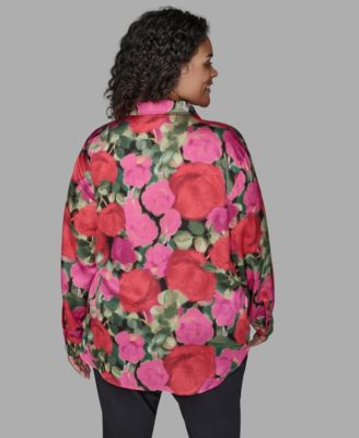 Plus Size Floral Print Long Sleeve Top