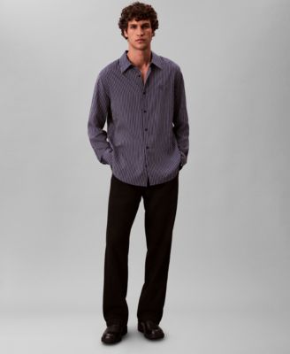 Men's Thin Striped Long-Sleeve Easy Shirt