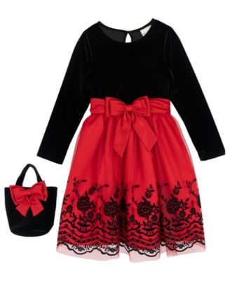Girls' 7-16 Long-Sleeve Dress and Mini Handbag, 2-Piece Set