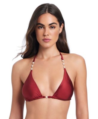 Red Carter - Pearls Of Wisdom Classic Triangle Bikini Halter Bra