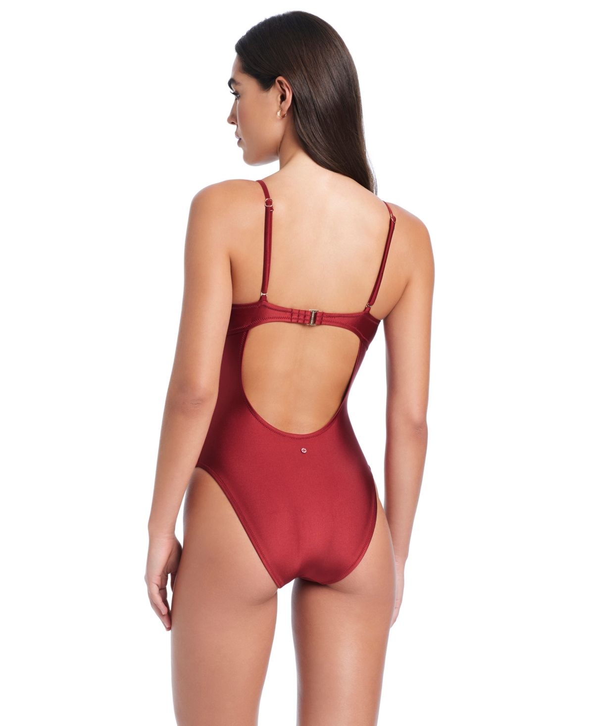 Red Carter Pearls Of Wisdom Tank One-piece Swimsuit In Burgundy