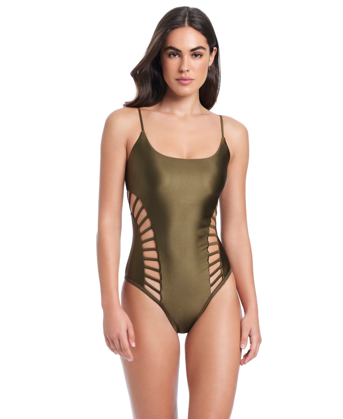 Red Carter Cross Cutout Maillot One-piece Swimsuit In Green