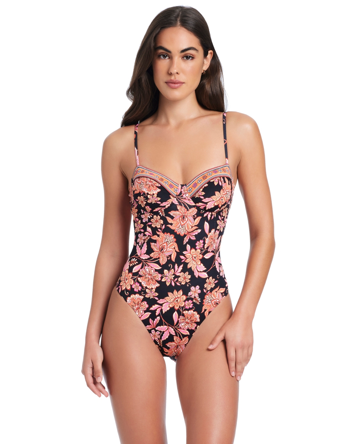 Red Carter Underwire Mixed Print One-piece Swimsuit In Multi