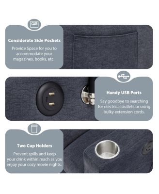 55.9" Pull Out Sofa Bed with USB Ports, Cup Holders & Side Pockets, Adjustable Backrest Convertible Sleeper for Small Spaces-Maison Boucle