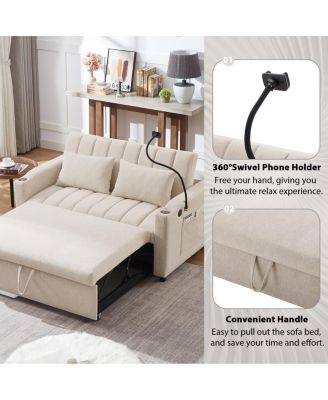 5-Piece Pull-Out Sofa Bed Set with USB Ports, Cup Holders, Side Pockets, and Adjustable Backrest