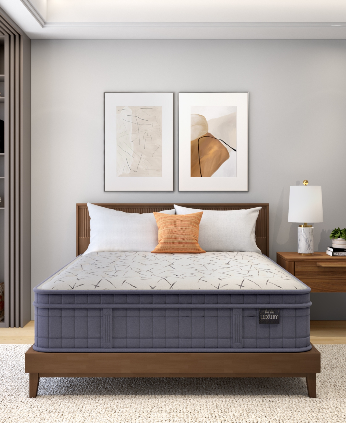 King Koil Luxury By  Solace 15" Medium Hand-tufted Euro Top Mattress, Queen, Created For Macy's In Gray
