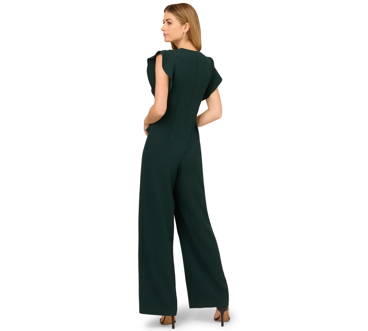 Adrianna Papell Women's Crepe Overlay V-Neck Jumpsuit