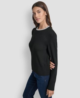 Petite Embellished Trim Sweater Top 
