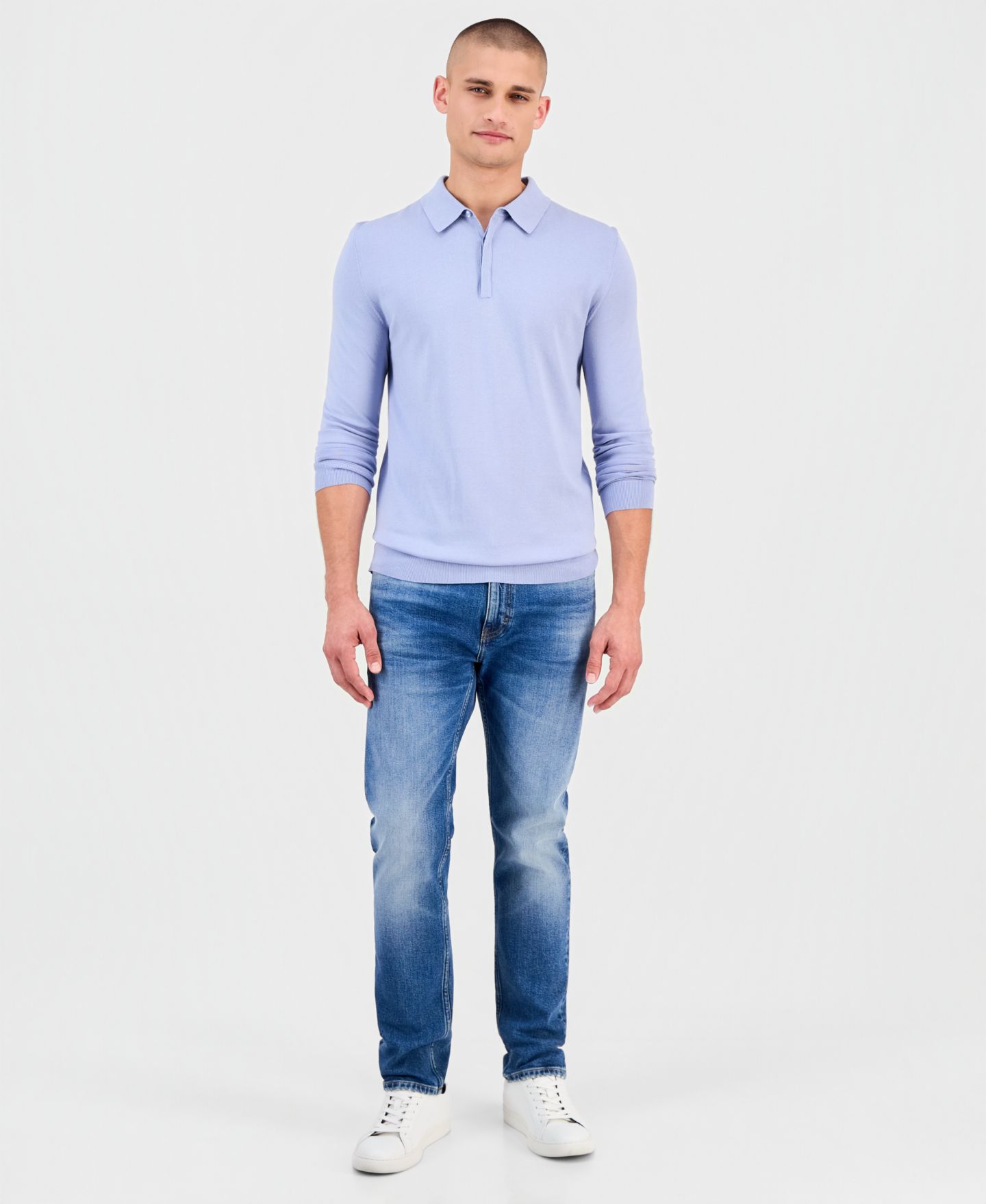 Мужской свитер Hugo Boss San Pippo Long-Sleeve Ribbed Polo Sweater, цвет: Фиолетовый — фото 3