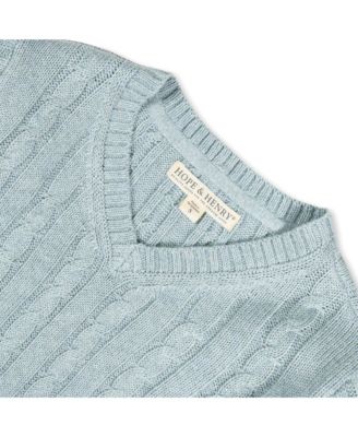 Baby Boys Long Sleeve Fine Gauge Cable V-Neck Sweater