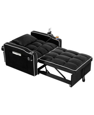 3-in-1 Sleeper Chair Bed – Convertible Recliner Sofa with USB-C Port, Phone Mount & Cup Holder for Small Spaces