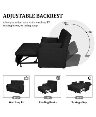   1 Pc   Linen Upholstered, Adjustable Backrest, Side Storage, Smooth Wheels  61", Pull-Out Sleeper   Convertible Sofa Bed