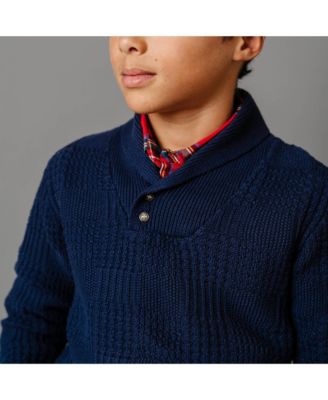 Baby Boys Long Sleeve Textured Shawl Collar Sweater