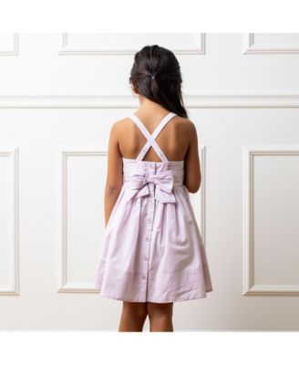 Baby Girls Heirloom Organic Sleeveless Special Occasion Sundress with Bow Back Detail and Embroidery