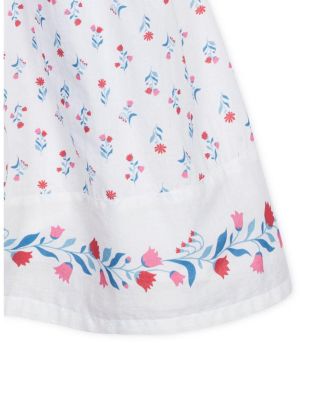 Little Girls Sleeveless Bow Strap Border Hem Sundress