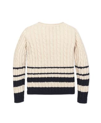 Girls Organic Roll Neck Cable Sweater