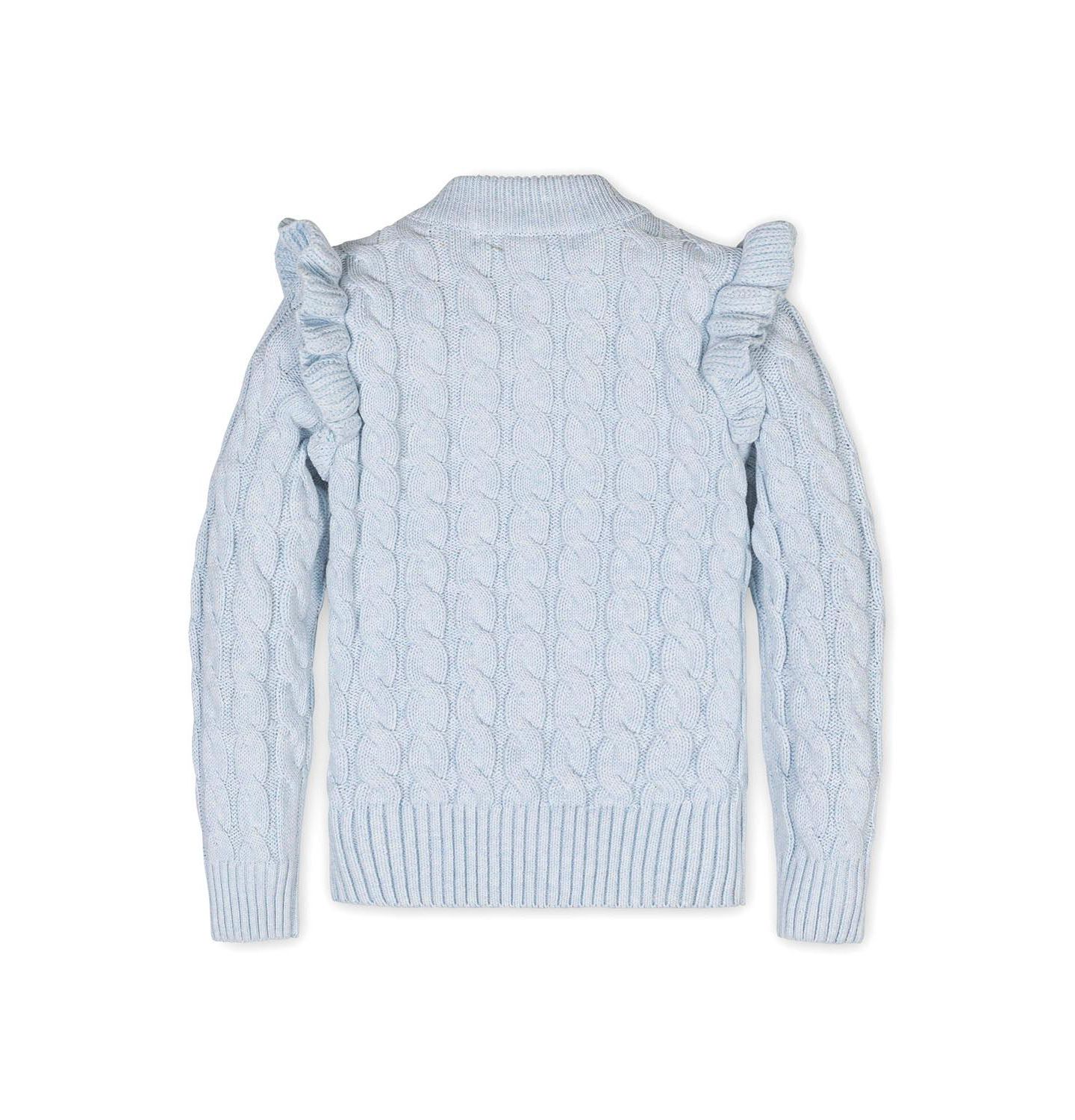 Свитер Hope & Henry Organic Long Sleeve Mock Neck with Ruffle для девочек-малышей, цвет: Светлый синий меланжевый — фото 5
