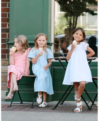 Toddler Girls Sleeveless Crochet Detail Empire Waist Seersucker Dress