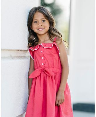 Toddler Girls Sleeveless Button Front Ruffle Sundress