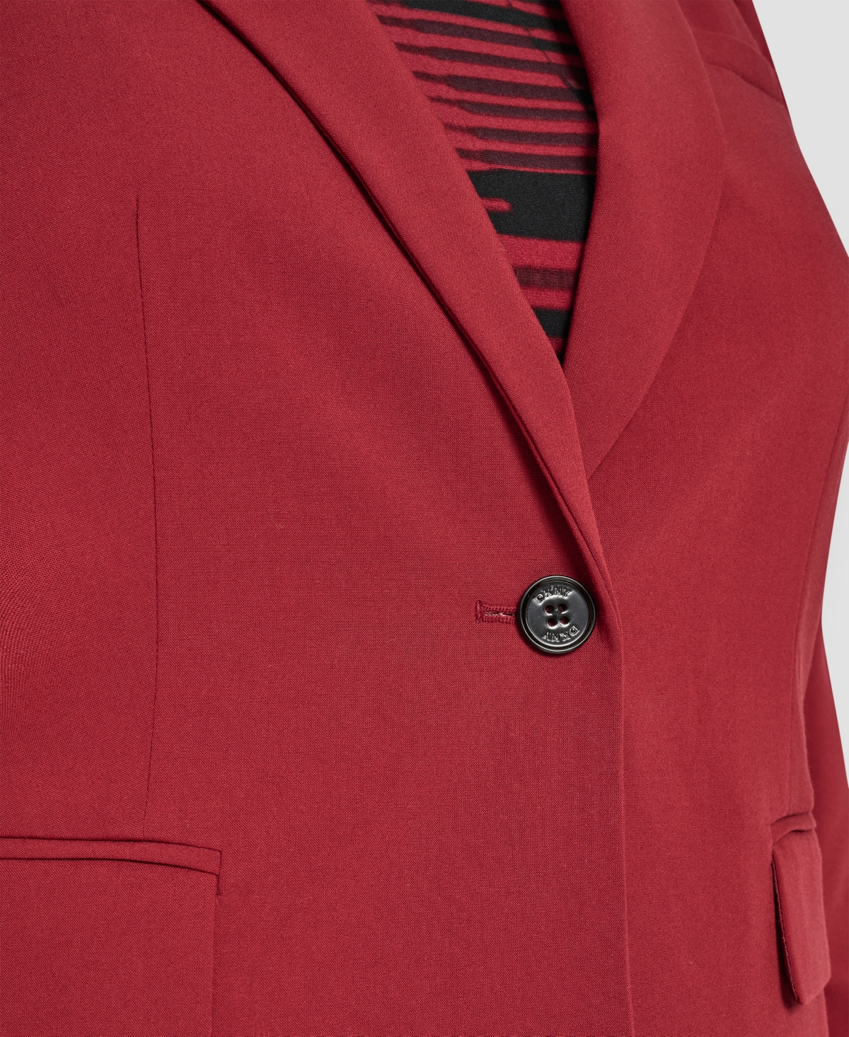 Dkny Plus Size Notch Collar Long Sleeve Blazer In Burgundy