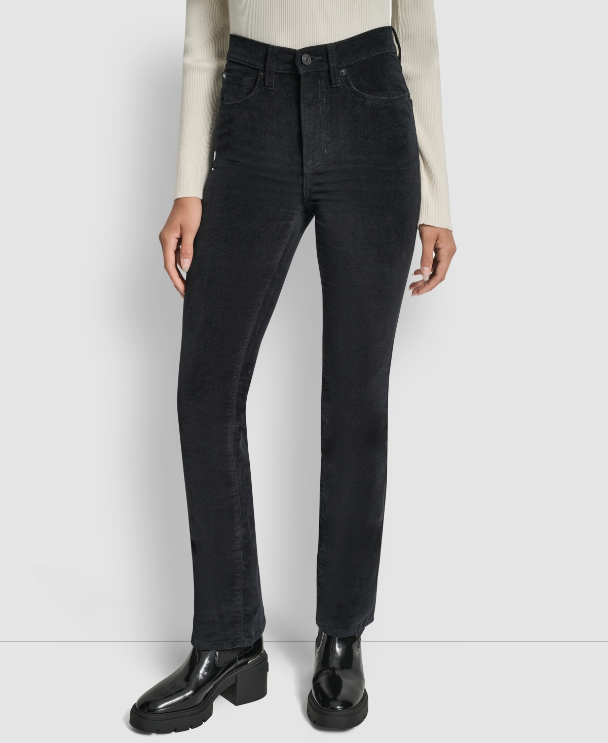 Dkny Jeans Petite High Rise Bootcut Jeans In Black
