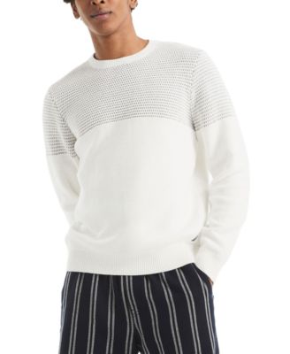 Men's Textured Colorblocked Crewneck Sweater
