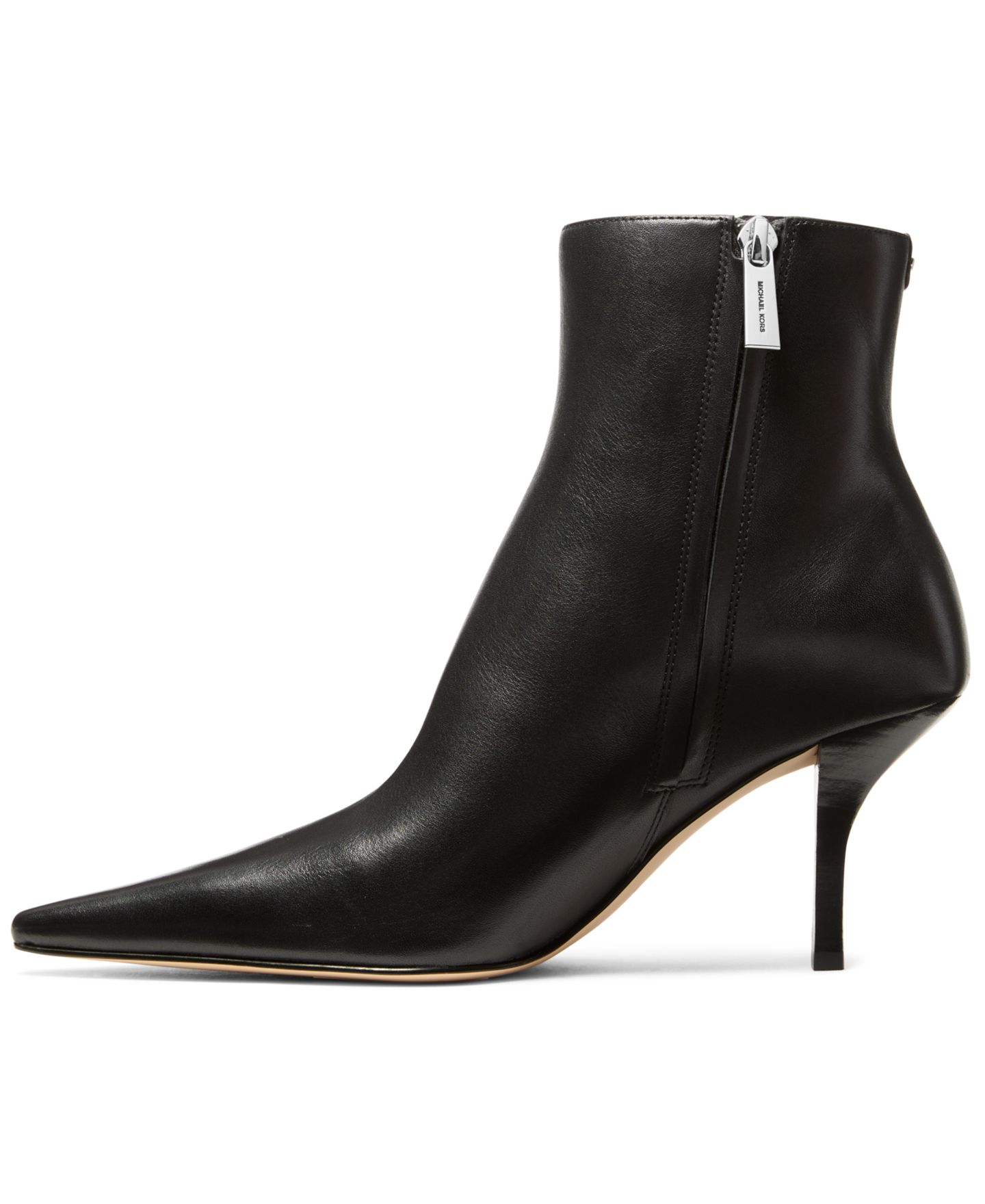 Женские ботинки Michael Kors Selina Side Zip Booties, цвет: Чёрный кожаный — фото 3