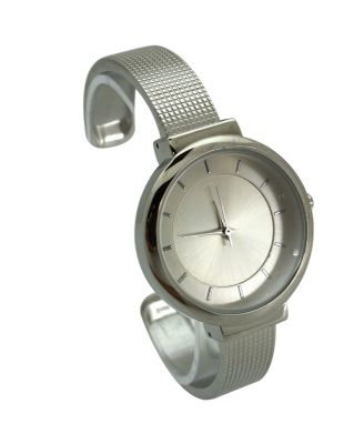 Silver Shiny Face Textured Bangle Watch