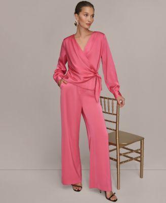 Women's Faux Wrap Long Sleeve Top