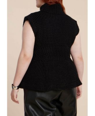 Women's Turtleneck Peplum Sweater Vest