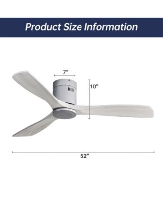 52-inch Modern Sliver 3 Solid Wood Blade 6-speed Remote Control and Forward Reverse Rotation Function Ceiling Fan