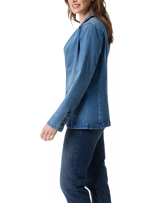Women's Denim One-Button Blazer - thumbnail 5