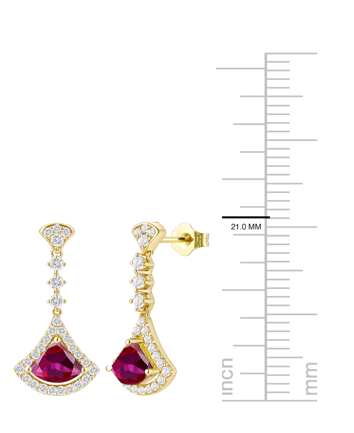 Macy's Lab-grown Ruby (1-1/4 Ct. T.w.) And Lab-grown White Sapphire (1/2 Ct. T.w.) Drop Earrings In 14k Gol In Gold