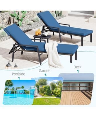 Chaise Lounge Chairs for Outside Set of 2, Adjustable Wicker PE Rattan Patio Pool Recliner Chair with Removable Cushion