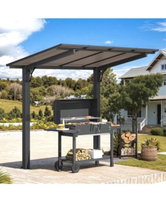 8' x 5' Gazebo Outdoor Pergola for Patio, Freestanding Lean to Hard Top Grill Gazebo