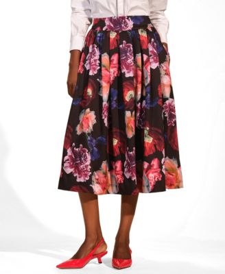 Isaac Mizrahi - Women's A-Line Satin Midi Skirt